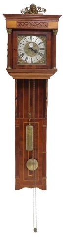 Antique Clock, Wall,  Cased, Georgian Period Mahogany, Crest, 18th C., 1700s!! Cover