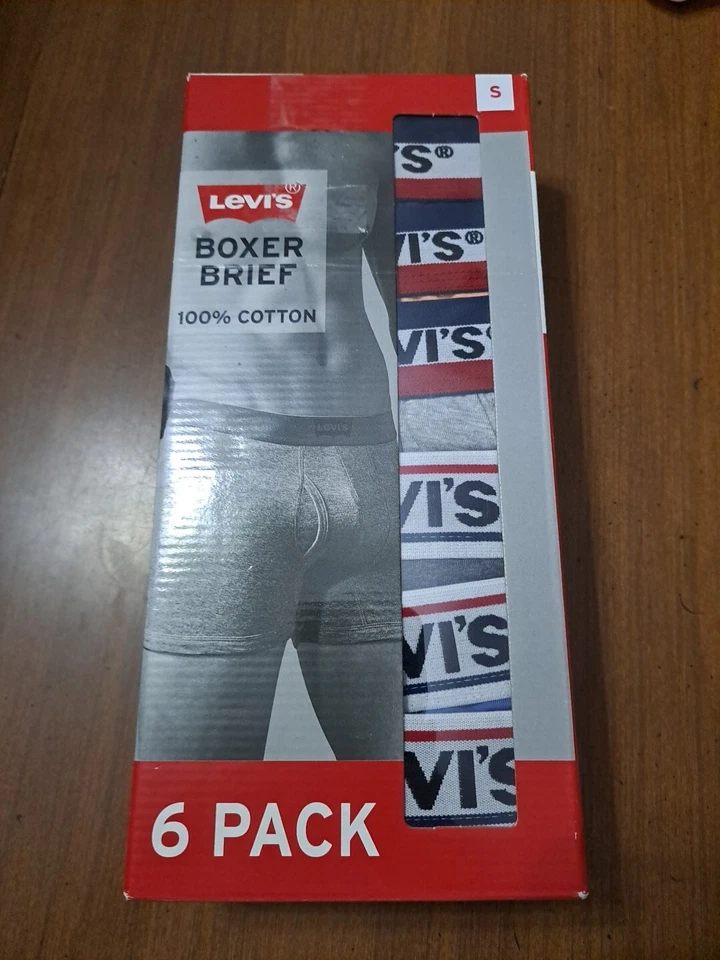 Levi's 6 PACK Boxer Brief Underwear Size Medium Cotton 6" Inseam Tag