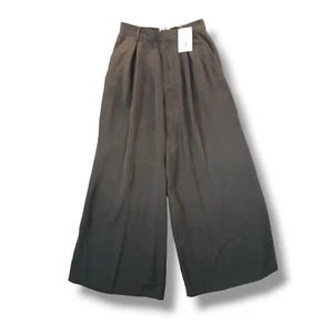Tronjori Black Wide-Leg Dress Pants Elastic Waist Pleated Front Size S - Picture 1 of 15