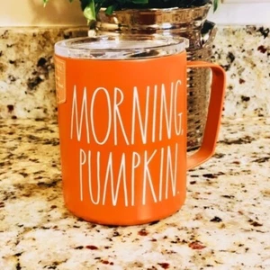 Rae Dunn Orange Morning Pumpkin 12oz Stainless Steel Mug w/Lid Hot Or Cold - Picture 1 of 5