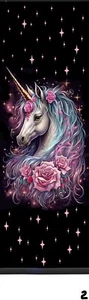 FANTASY ROSE UNICORN,PINK STARS -UNIQUE EXQUISITE LAMINATED BOOKMARK - Picture 1 of 1