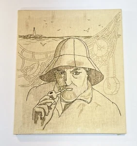 Vintage 1977 National Paragon Nautical Sea Captain Embroidered Needlecraft 19x22 - Picture 1 of 6