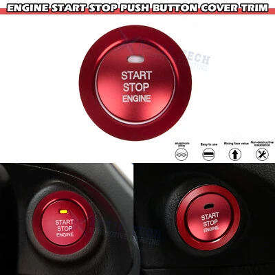 Borde de botón de arranque del motor de metal de aluminio rojo brillante para Subaru Forester Outback Foto 1 de 4