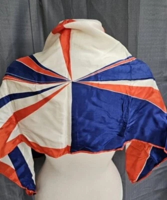 Bufanda Vera japonesa vintage naranja, blanca y azul años 60 mezcla seda  Foto 1 de 4