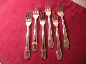 6 Cocktail Seafood Forks Toledo CORBY HALL STAINLESS STEEL FLATWARE 5 1/2" - Picture 1 of 5