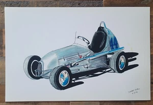 Tubos laterales plateados Sprint Car Enano Auto Racing Artista James Guthrie c1990 Impresión - Imagen 1 de 6
