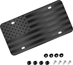 American Flag License Plate, Black Front Flag License Plates with 4 Holes,Custom - Picture 1 of 11