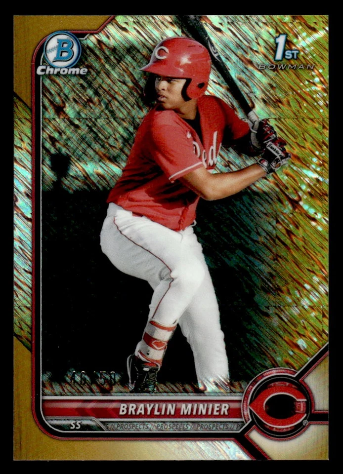 2022 Bowman #BCP-93 Braylin Minier Chrome Prospects Gold Shimmer Refractors #/50 - Image 1 of 2
