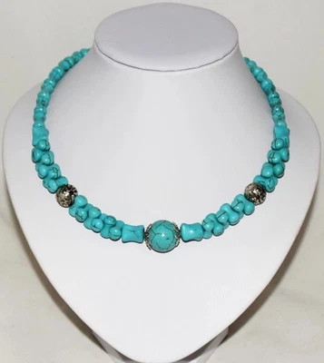 Damen Türkisstein Ketten, Halbedel-Steine-Türkis-Halskette 48cm lang 1 Stück Neu - Bild 1 von 3