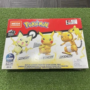 Pokemon MEGA CONSTRUX Build & Show Pikachu Evolution Trio Pichu Raichu NEW - Picture 1 of 4
