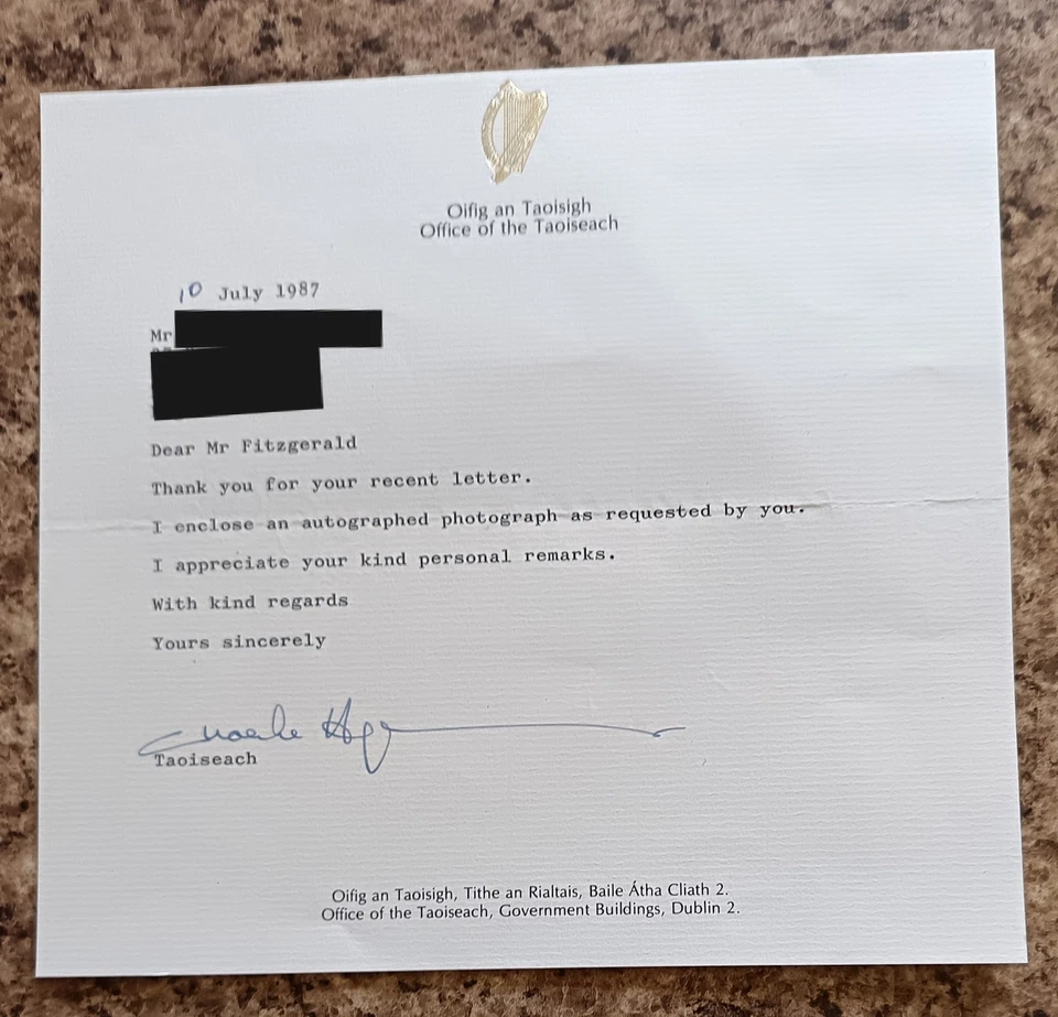 Charles Haughey - Ex Irish Taoiseach President Hand Signed Letter AFTAL COA - Image 1 of 1