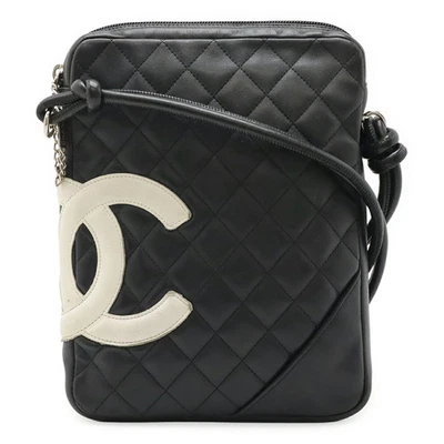 Chanel Cambon Line Coco Mark Medium Calf Shoulder Bag Black/White Used - Image 1 of 4