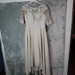 VNAIX Brautkleid Damen Medium Spitze Illusionsärmel Korsett Rücken A-Linie Kleid - Bild 1 von 16