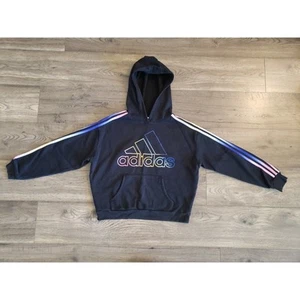 Adidas Hoodie Black Pullover Hooded Sweat Shirt Kids Girls 16 Youth XL Loose Fit - Picture 1 of 8