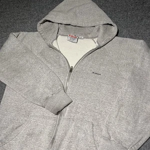 Vintage 80s Mcgregor Hoodie Mens Medium Gray Waffle Thermal Full Zip Distressed - Picture 1 of 13