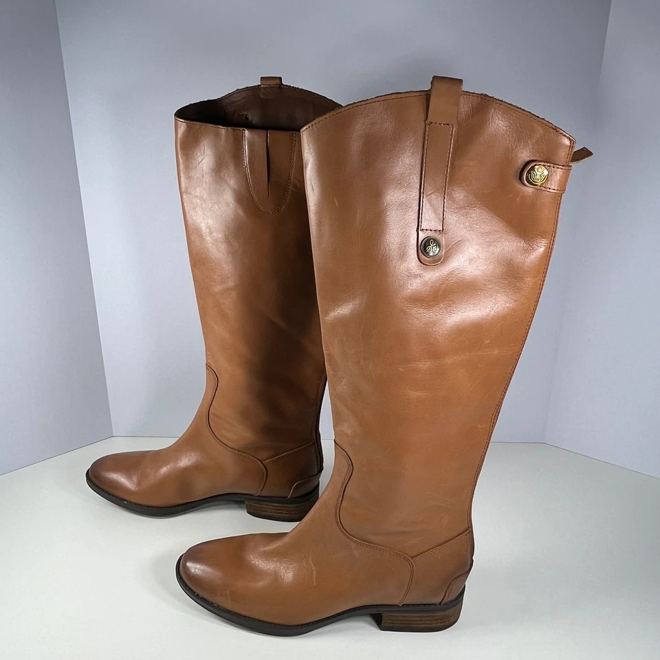 Botas de Equitação Sam Edelman Penny Feminina Tamanho 9.5M Couro Uísque Puxar no Meio da Panturrilha - Imagem 1 de 4