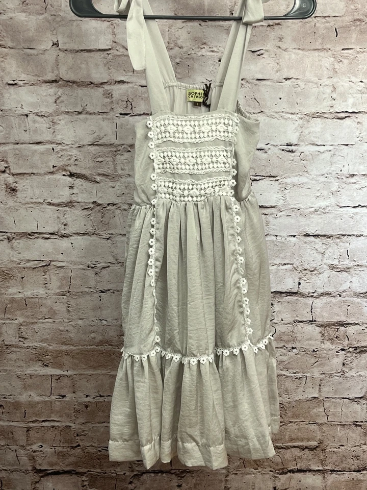 Vestido Sophie Catalou Atelier Boho Bordado Calado Niñas Otoño Midi 6 Tostado Nuevo con Etiquetas Foto 1 de 4