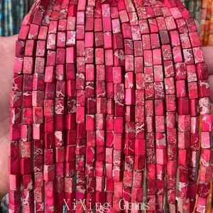 4x8 mm Rot Quader Rohr Natürliches Meer Sediment Jaspis Perlen für Schmuck Herstellung Zum Selbermachen - Bild 1 von 6