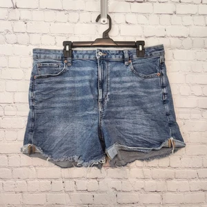 Jeans donna corto con polsini American Eagle blu denim elasticizzato mamma 16 - Foto 1 di 9