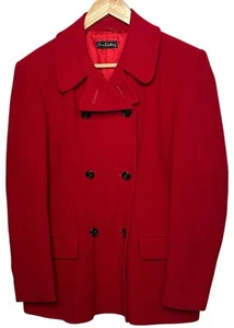 Ann Freedberg Wool Cashmere Marianne Pea Coat Sz 6 Red Jacket Yankee Peddler - Picture 1 of 6