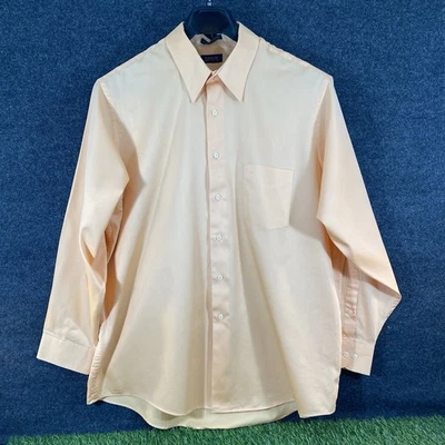 Camisa de vestir para hombre Arrow 18 34-35 sin arrugas manga larga canela/botón naranja Foto 1 de 4