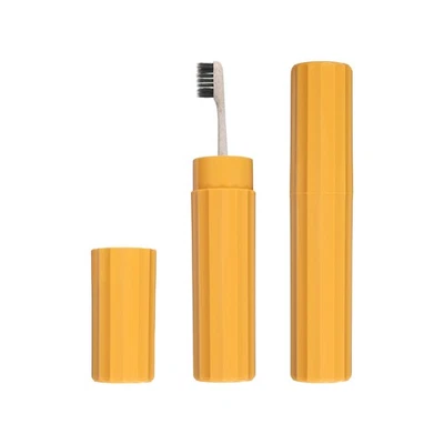 2 Pcs Travel Toothbrush Case, 7.8x1.65" Coarse Grain Toothbrush Holder, Yellow - Image 1 of 4