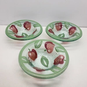 Fused Glass 7 3/4" Apple Pattern Cereal Desert Bowls  - Picture 1 of 6