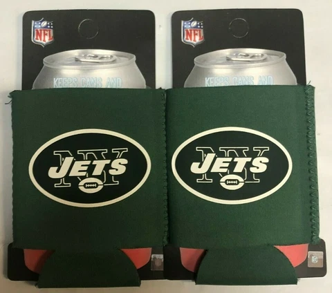 New York Jets Name & Logo NFL Collapsible Can Cooler SET OF 2 Cover