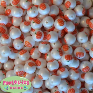 12mm Fall Pumpkin Print Bubblegum Beads Lot 40 pc. chunky gumball - Picture 1 of 1