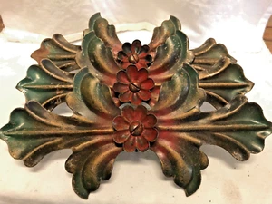 Medaglione asta tenda metallo ornato vintage Art Nouveau / Art Dec - Foto 1 di 5