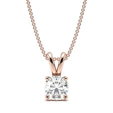 1/2ct I1/HI Natural Diamond 9K Rose Gold Solitaire Diamond Pendant Necklace