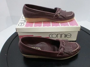 Vintage Connie Womens Shoes 8 Red Loafers Wine Fringe Leather Halftime Soft Step - Picture 1 of 11
