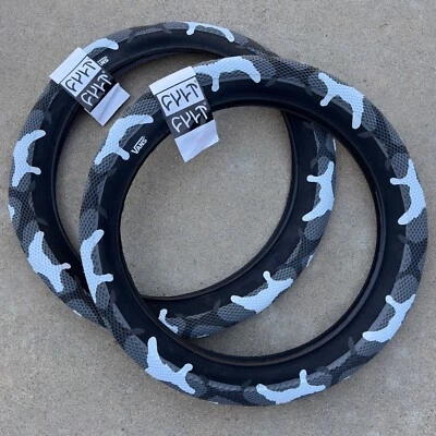 PAIR OF CULT BMX VANS TIRES 20x2.40" GRAY CAMO