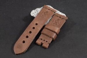 UHRENARMBAND 26/22 115/75 MM SOFTO BRAUN - X ECHT LEDER FÜR PANERAI MA STRAP 429 - Bild 1 von 6