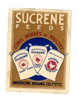 1910-20 Sucrene Feeds Poster Cinderella Stamp American Milling Co Cows Poultry - Image 1 of 2