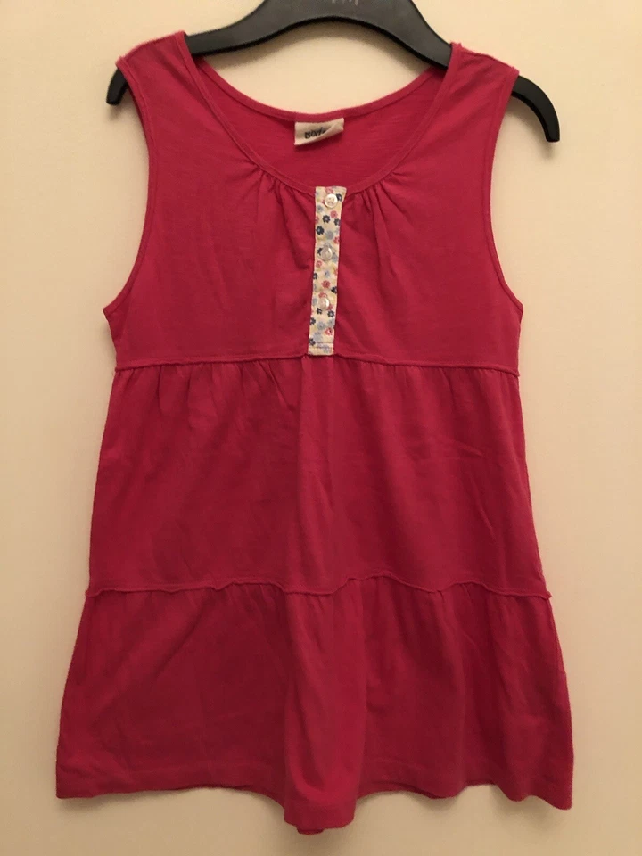 Mini Boden Deep Pink Floral Button Front Short Sleeve Top Tunic Size 9-10 Years - Image 1 of 4
