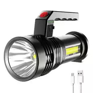 Torcia LED Ricaricabile Potente 500LM con Pannello Solare, 4 Modalità, IP65 - Foto 1 di 6