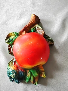 VTG 1950'S PLASTER-CHALKWARE STRING HOLDER-RED APPLE ON TREE-KITCHER DECO FUN! - Picture 1 of 6