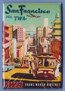 SAN FRANCISCO TRAVEL POSTER *2X3 FRIDGE MAGNET* VACATION AIRLINE ROAD TRIP CA - Picture 1 of 2