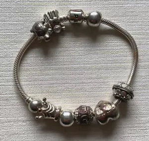 Armband 925 Silber Pandora Charms Krone Herz L:19,5cm Engel edel 38,88g HS1182 - Bild 1 von 8