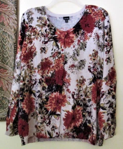 RAFAELLA FLORAL 100% COTTON CARDIGAN PLUS SIZE 1X - Picture 1 of 7