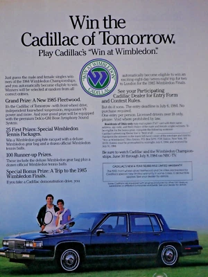 Cadillac Fleetwood 1984 vintage ganar en Wimbledon anuncio impreso original 8,5 x 11" Foto 1 de 3