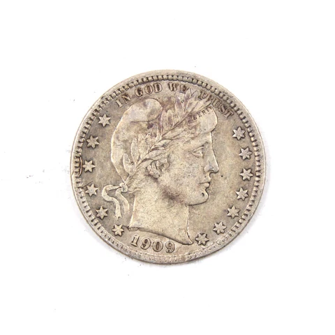 1909 D Barber Quarter XF EF Extremely Fine 90% Silver 25c SKU:CPC1744 Cover
