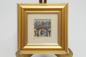 Vintage Jerusalem Miniaturen Kunstdrucke Gold gerahmt handbemalt 6 x 6 Zoll - Bild 1 von 7