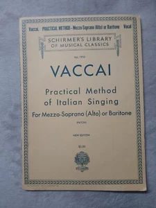 Vaccai Practical Method Of Italian Singing Alto/Baritone Schirmer's Library 1975 - Picture 1 of 5