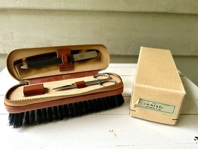 Kit de viaje de cuero Elyte para caballero de colección brillo/acicalamiento con caja, Alemania Foto 1 de 4