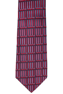 Corbata de seda TURNBULL & ASSER azul marino cuadrículas cuadradas con vert delgado. rayas-nuevo sin etiquetas Foto 1 de 4