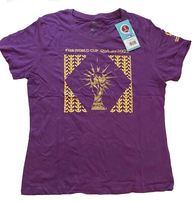 T Shirt Soccer FIFA WORLD CUP 2022 Quatar Women’s T Shirt Purple Size XL - Image 1 of 4