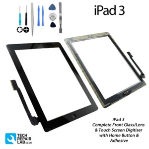 NEW iPad 3 Complete Front Glass/Digitiser Touch Screen Assembly with Tools BLACK - Picture 1 of 5