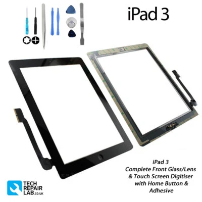 iPad 3 Complete Front Glass/Digitiser Touch Screen Assembly with Tools BLACK - Image 1 of 4